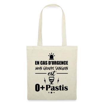 Mon groupe sanguin est O+Pastis, idée cadeau - Sac en tissu - nature - Devant