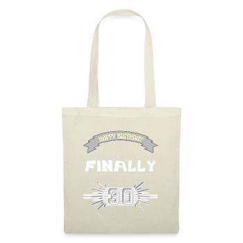 Happy Birthday, zum runden Geburtstag, Geschenk, - Stoffbeutel - Natur - Vorne