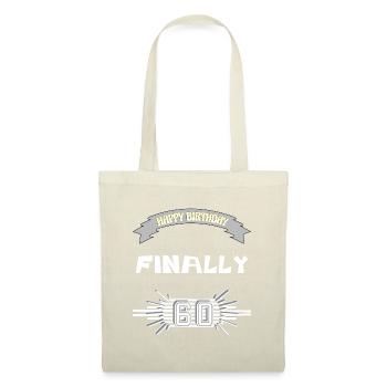Happy Birthday, zum runden Geburtstag, Geschenk, - Stoffbeutel - Natur - Vorne