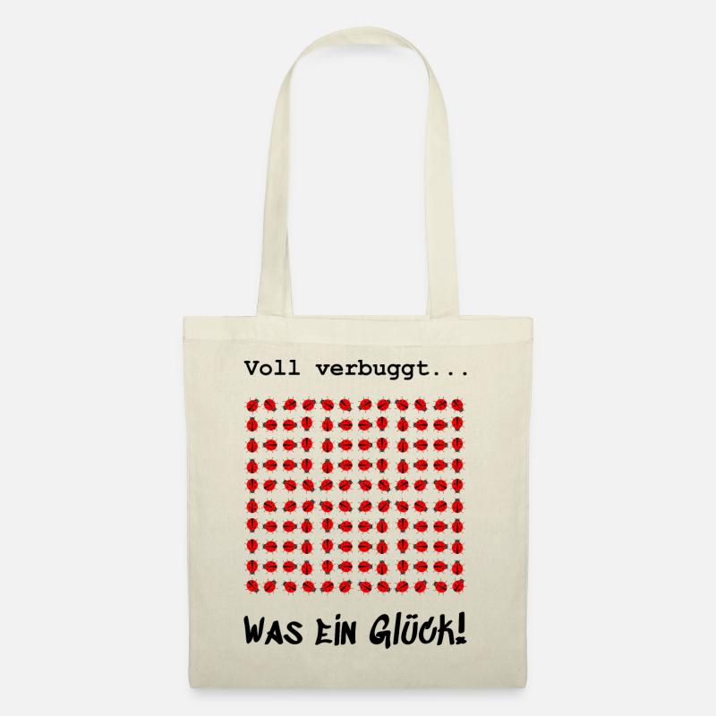 Bug voll verbuggt Glück Marienkäfer Geschenk funny - Stoffbeutel - Natur
