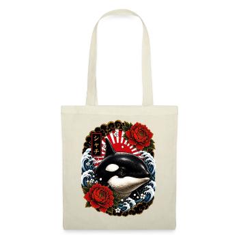 Orca im japanischen Irezumi Tattoo Stil - Stoffbeutel - Natur - Vorne