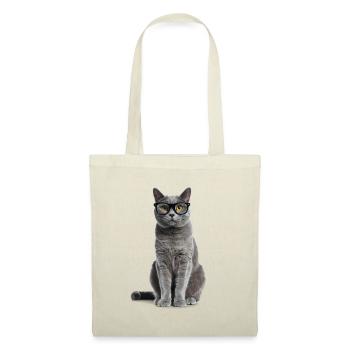 Chat gris avec des lunettes – Good Pet Edition - Sac en tissu - nature - Devant