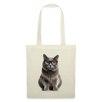 Gray Cat with Glasses – Smart, Cute & Absolutely Cult - Tote Bag - nature - Front