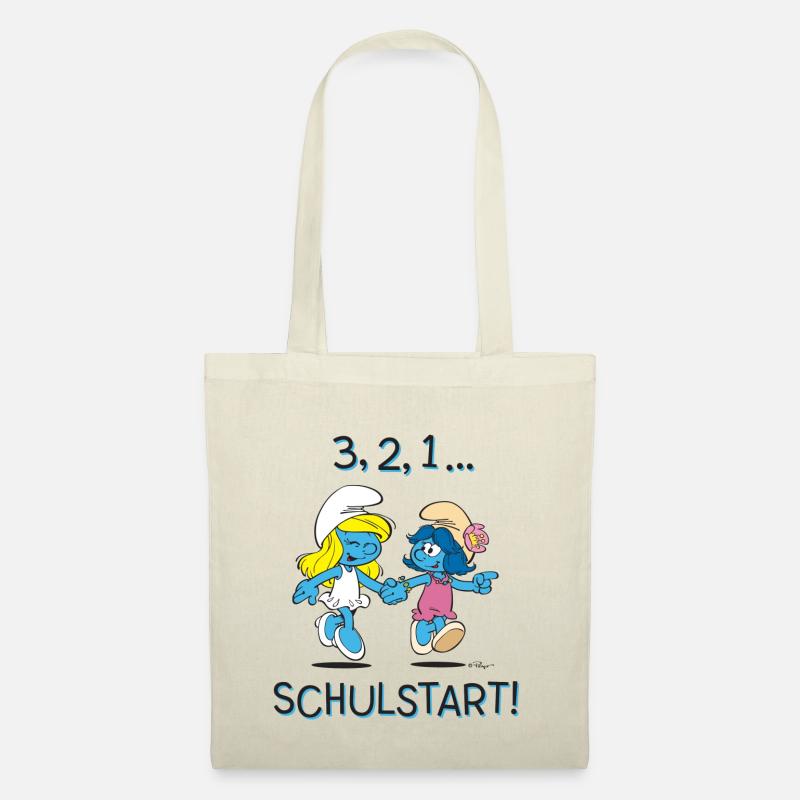 Schlümpfe Design 3,2,1… Schulstart - Stoffbeutel - Natur