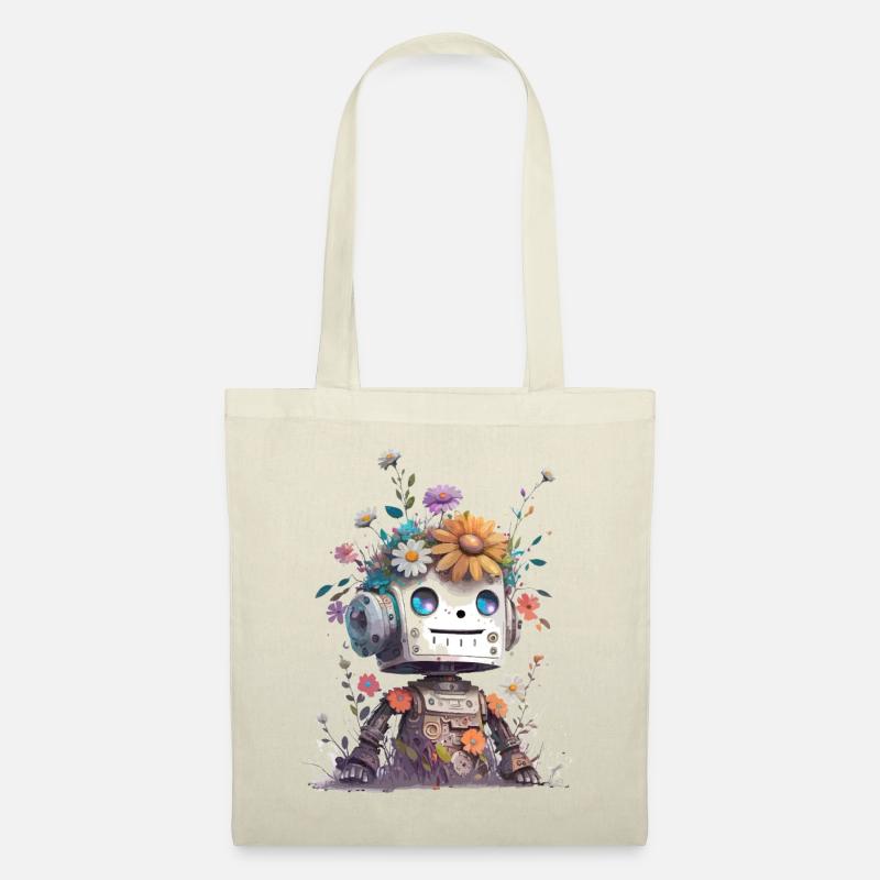 Small robot with flowers - Tote Bag - nature