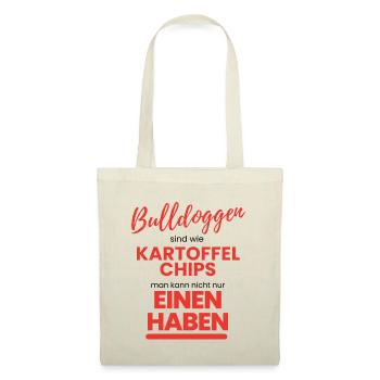 BULLDOGGEN wie Kartoffelchips Bulldogge Bulldog - Stoffbeutel - Natur - Vorne