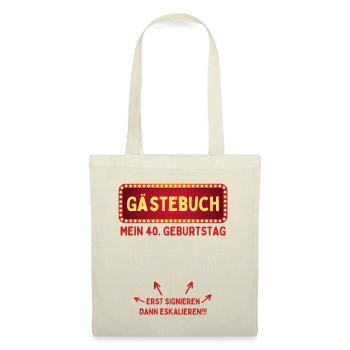 Gästebuch 40. Geburtstag - Stoffbeutel - Natur - Vorne