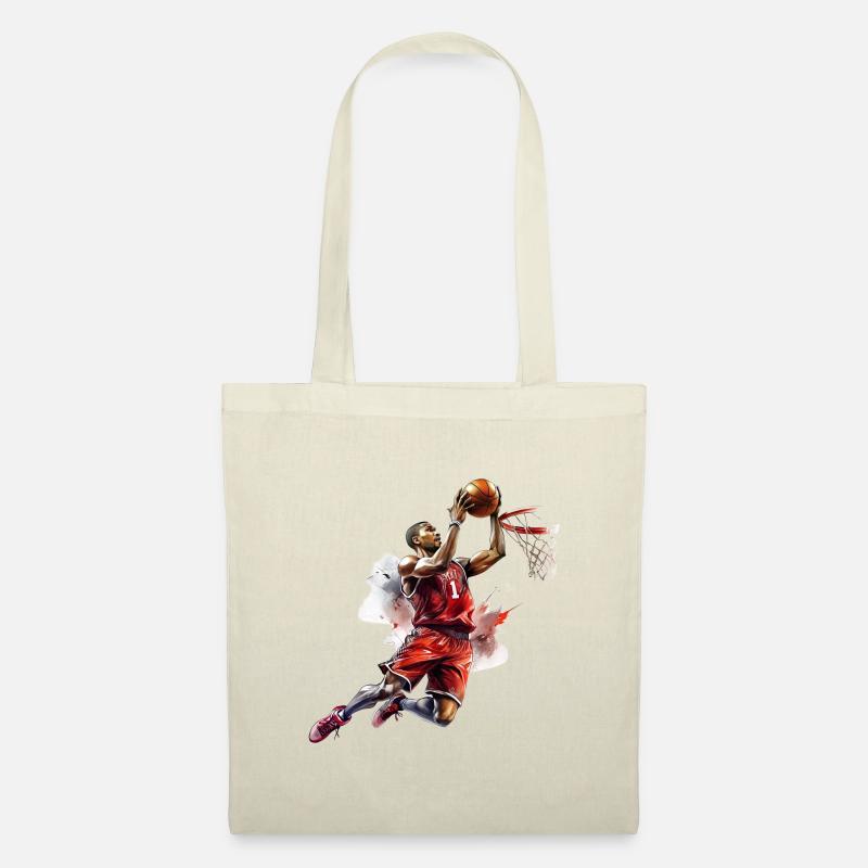 Panier de dessin de basketteur avec lapi - Sac en tissu - nature