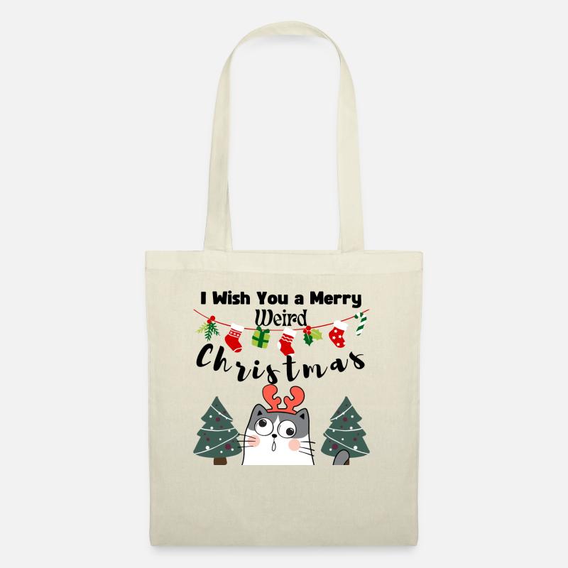 Je te souhaite un joyeux Noël bizarre (chat) - Sac en tissu - nature