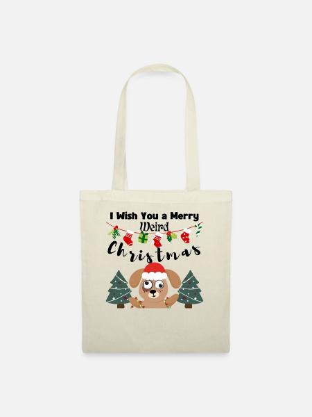 I Wish You a Merry weird Christmas(Dog) - Stoffbeutel - Natur