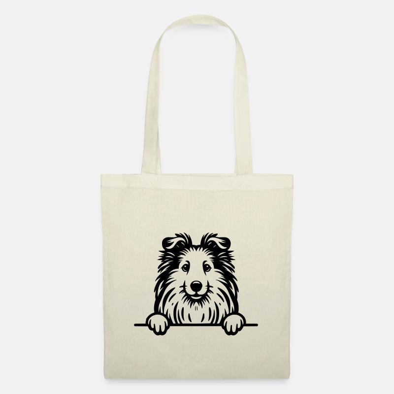 Peeking Sheltie - Shetland Sheepdog Vektor - Stoffbeutel - Natur