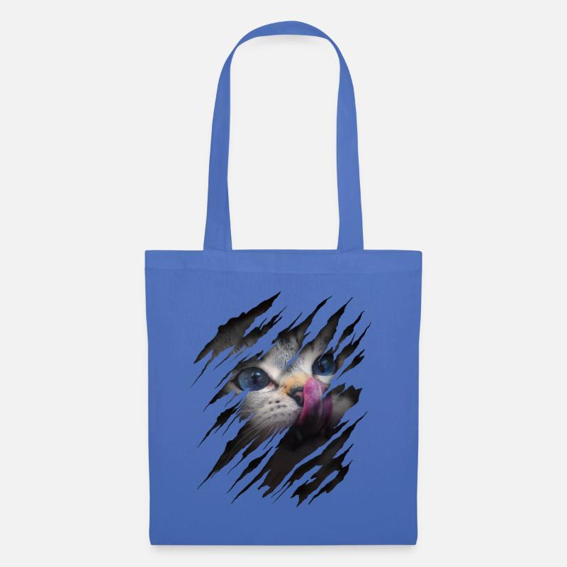 Cat with scratch - Cat face Scratch Cat - Tote Bag - light blue