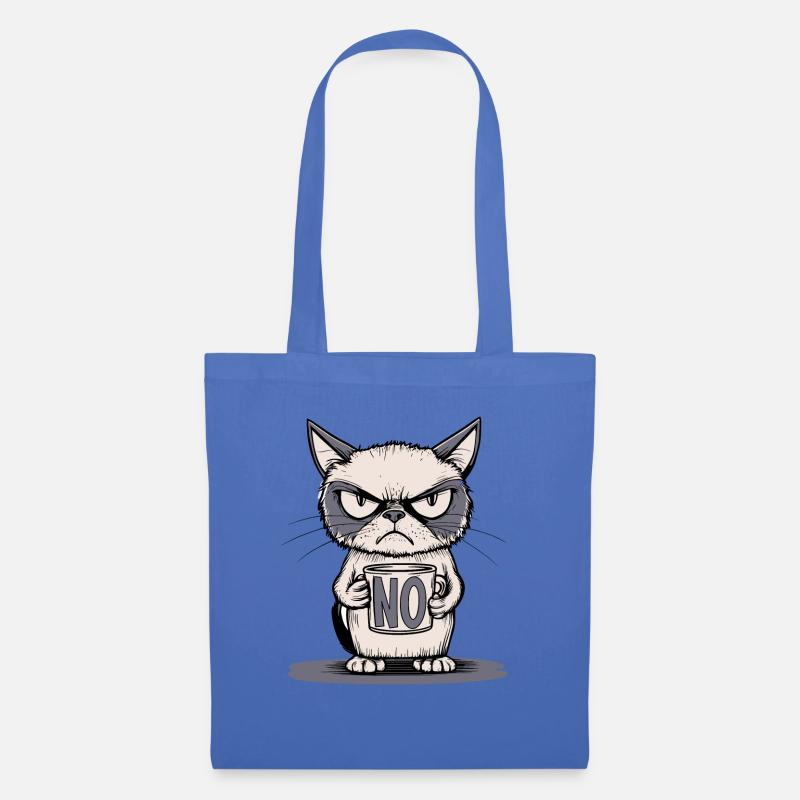 Genervte Katze mit No Tasse - Morgenmuffel - Stoffbeutel - Hellblau