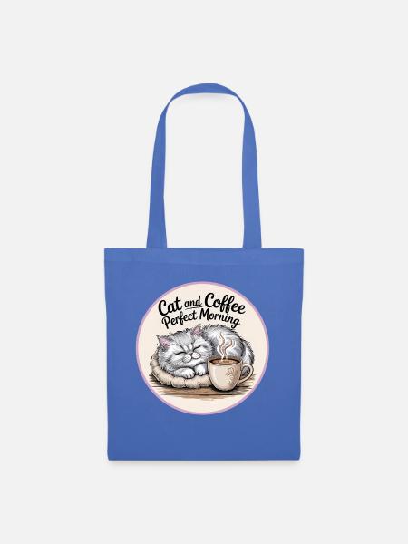 Katze und Kaffee ist alles was ich brauche - Stoffbeutel - Hellblau