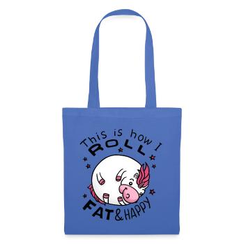 Dickes Einhorn - Einhorn Geschenkidee - Stoffbeutel - Hellblau - Vorne