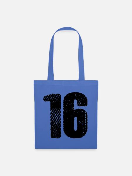 16 Zahl Trikot - Stoffbeutel - Hellblau
