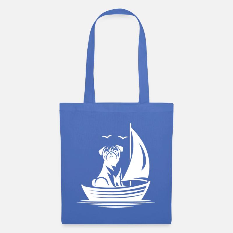 Mops Silhouette Segelboot minimalistisch - Stoffbeutel - Hellblau