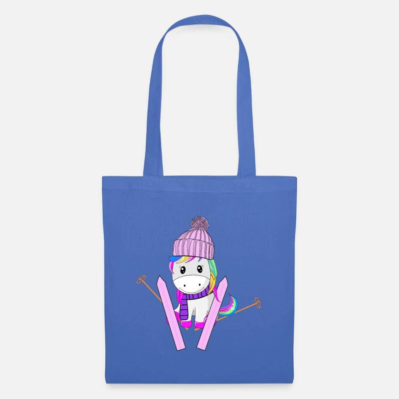 Einhorn Regenbogen Glitzer Ski Schnee Winter - Stoffbeutel - Hellblau