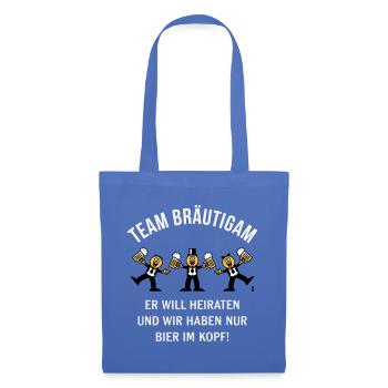 Team Bräutigam (Karikatur / Bier Im Kopf / 3C / W) - Stoffbeutel - Hellblau - Vorne