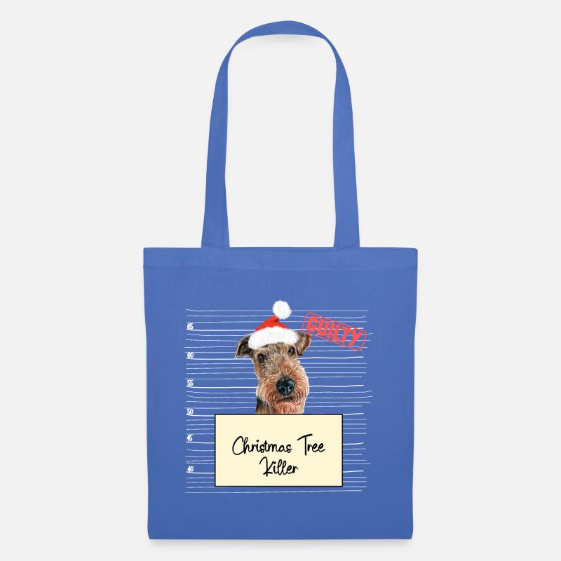 Weihnachtsbaum Umschubser Airedale Terrier - Stoffbeutel - Hellblau