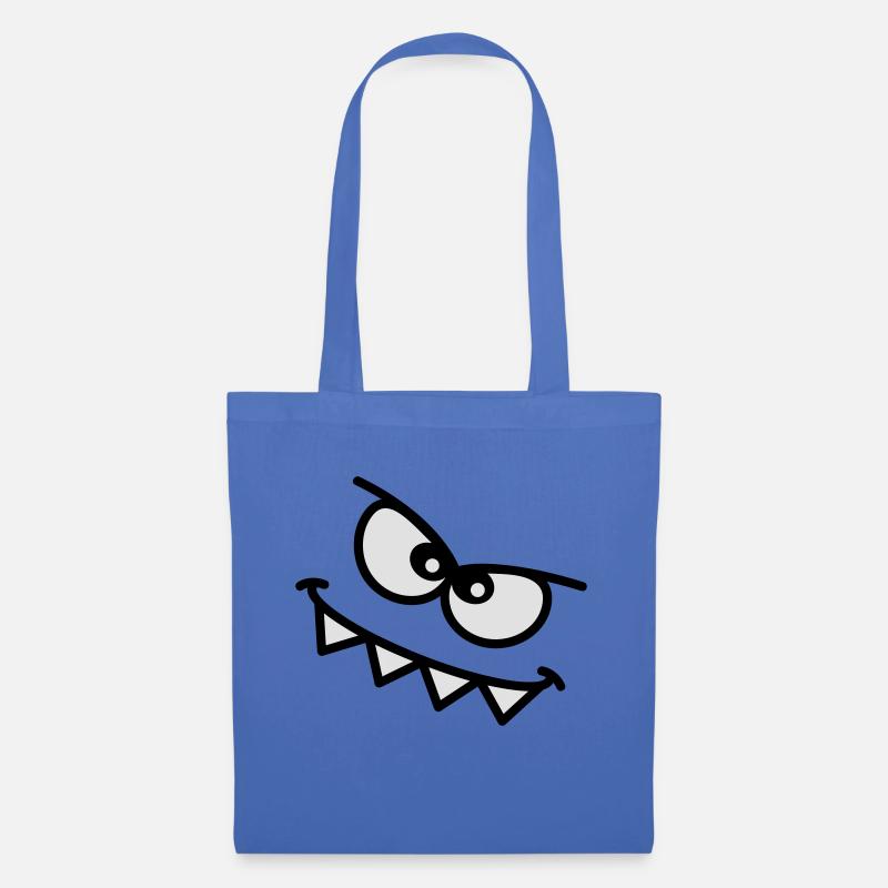 Evil Peeping Cartoon Monster Face Sharp Teeth - Sac en tissu - bleu pâle