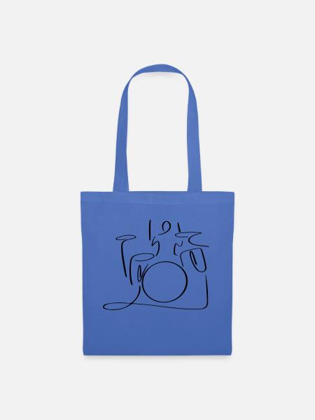 Trommeln Line Art - Minimalistisch - Stoffbeutel - Hellblau