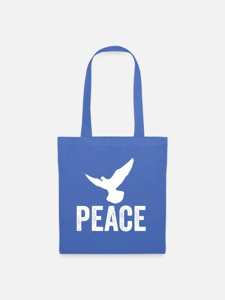 PEACE mit Friedenstaube - Stoffbeutel - Hellblau