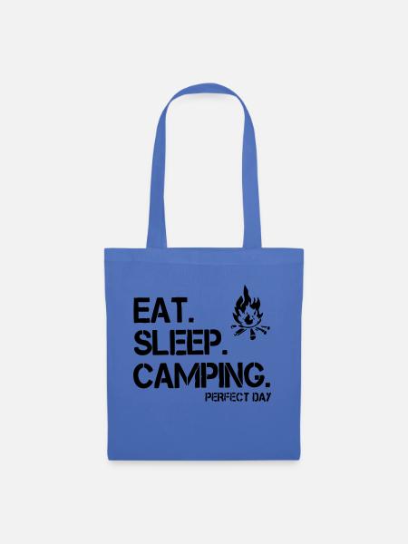 Essen, Schlafen, Camping - Stoffbeutel - Hellblau