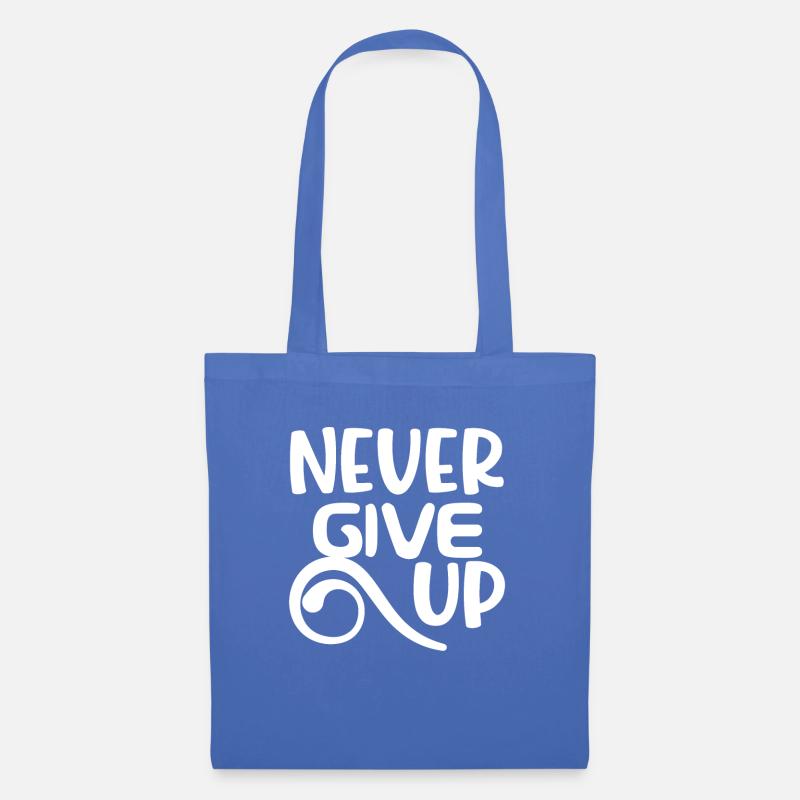 Never give up nspirational Motivational Quotes - Stoffbeutel - Hellblau
