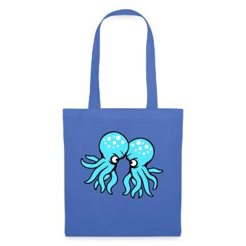 2 Oktopus Freunde Zwei kämpfende Feinde Rivalen - Stoffbeutel - Hellblau - Vorne
