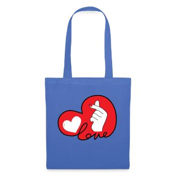 LOVE doigt coeur typo 3 - Sac en tissu - bleu pâle - Devant