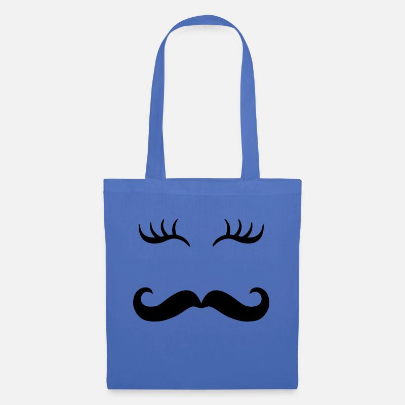Moustache & Wimpern - Stoffbeutel - Hellblau