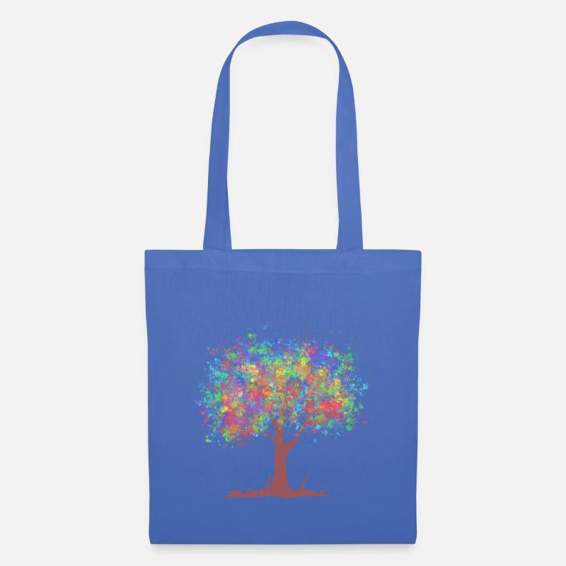 Baum mit Regenbogen Farben Blättern - Stoffbeutel - Hellblau