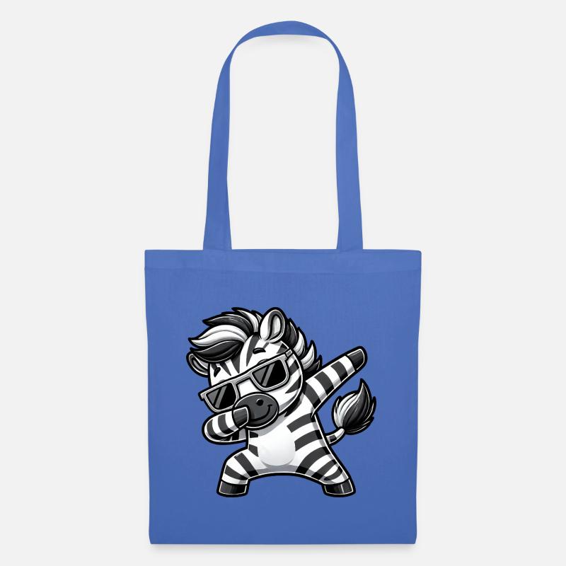 Cooles Zebra Dab Cartoon mit Sonnenbrille - Stoffbeutel - Hellblau