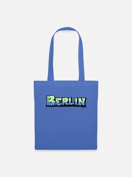 Graffiti-Schriftzug "Berlin" - Stoffbeutel - Hellblau
