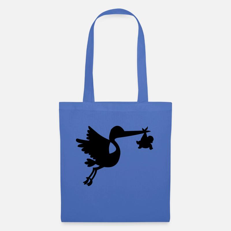Storch mit Baby - Stoffbeutel - Hellblau