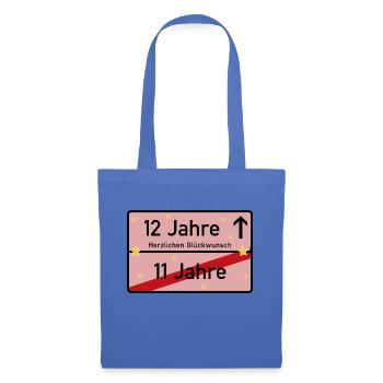 12 Jahre Ortsschild Herzlichen Glückwunsch Rosa - Stoffbeutel - Hellblau - Vorne