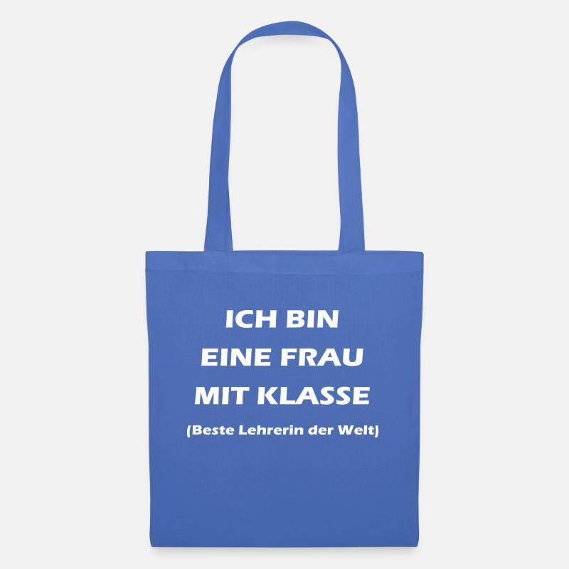 Frau mit Klasse Lehrer Spruch white - Stoffbeutel - Hellblau