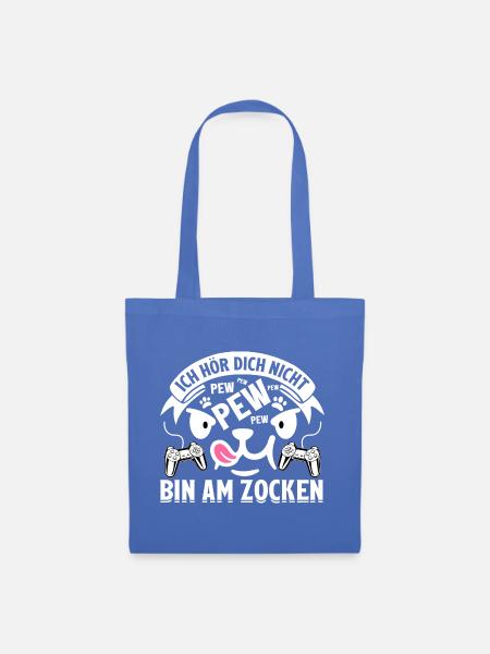 Ich hör dich nicht - pew - bin am zocken - Stoffbeutel - Hellblau
