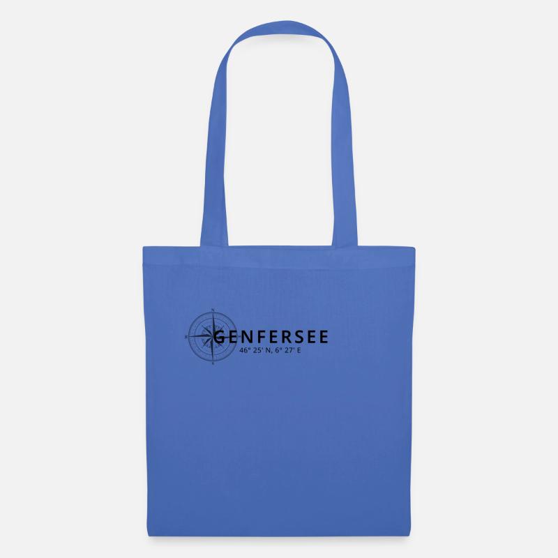 Genfersee Kompass Design - Stoffbeutel - Hellblau
