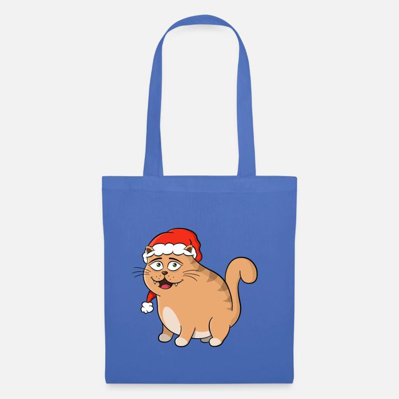 Weihnachts Katze - Stoffbeutel - Hellblau