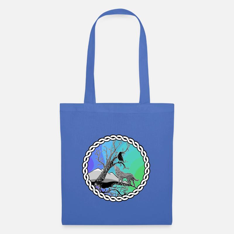 Fantasy Relationship Wolf and Raven Celtic circle - Tote Bag - light blue
