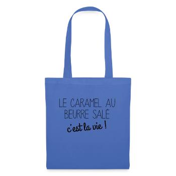 Bretagne - Le caramel beurre salé c'est la vie ! - Sac en tissu - bleu pâle - Devant