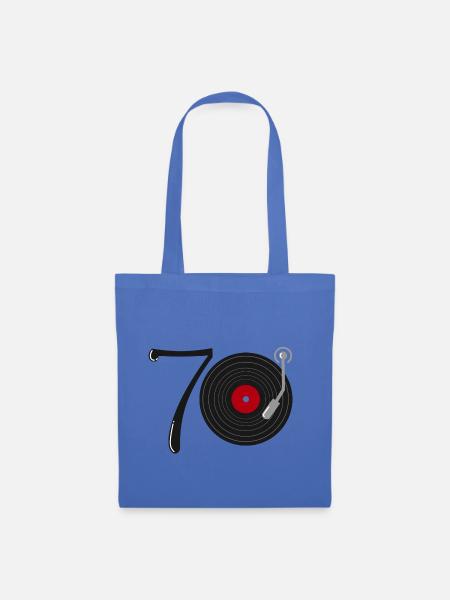 70er Jahre Musik Schallplatte - Stoffbeutel - Hellblau