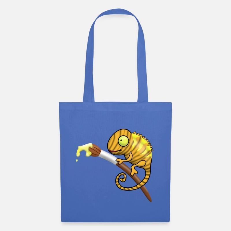 Chamaeleon mit Pinsel und Farbe. Geschenkidee - Stoffbeutel - Hellblau