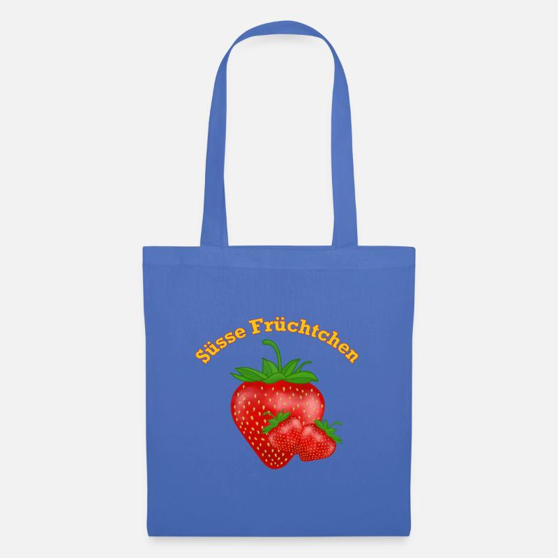 Süsse Früchtchen, Erdbeeren - Stoffbeutel - Hellblau