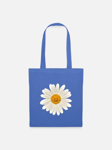Be happy! Margerite, Blume - Stoffbeutel - Hellblau