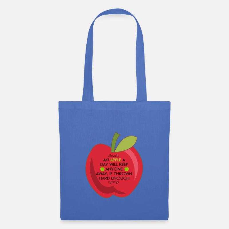 roter Apfel mit lustigem Spruch - Stoffbeutel - Hellblau