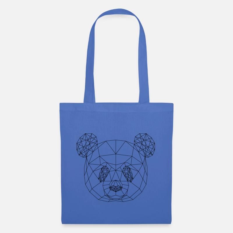 Panda 1- Low Poly Geometrik Pandakopf - Stoffbeutel - Hellblau