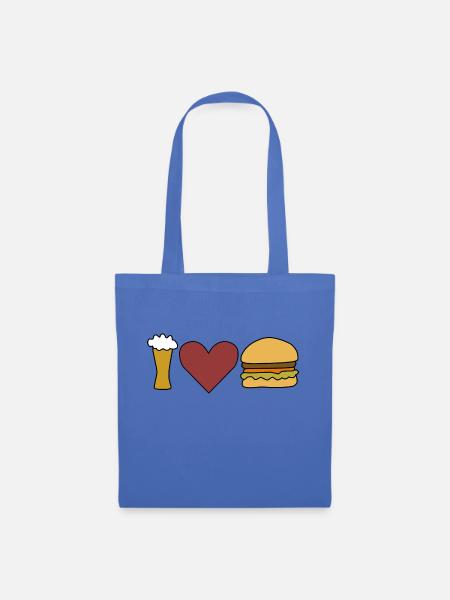 Burger Bier Liebe Herz - Stoffbeutel - Hellblau